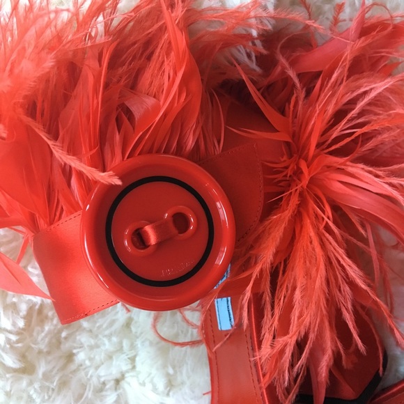 Prada Feather Block Heels Sandal Shoes - Picture 2 of 7